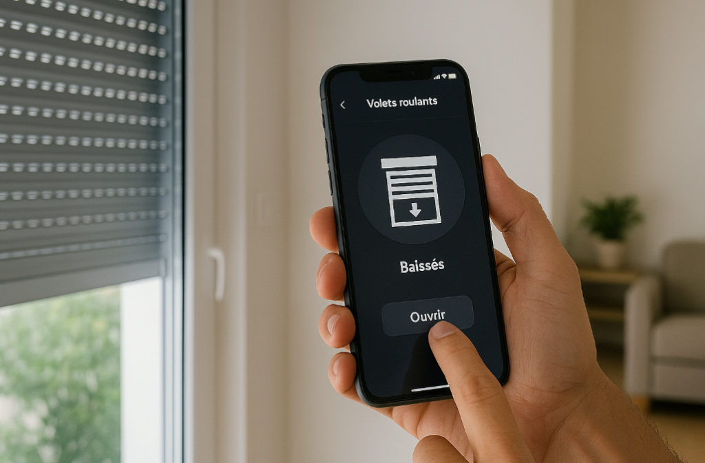 ouverture fermeture volet roulant avec son smartphone