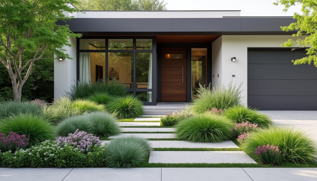 découvrez nos idées pour créer un massif moderne devant votre maison avec des plantes faciles à entretenir, alliant design et simplicité d'aménagement.