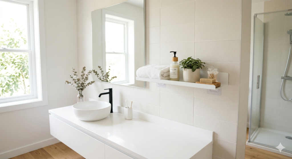 Étagère murale salle de bain sans percer